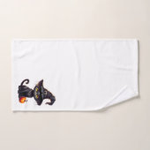 魔女の帽子をかぶった黒猫 バスタオルセット (ハンドタオル)