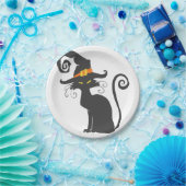 魔女の帽子をかわいい黒猫-背景を選ぶ ペーパープレート (パーティー)