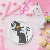 魔女の帽子をかわいい黒猫-背景を選ぶ ペーパープレート (パーティー)