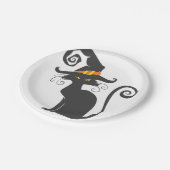 魔女の帽子をかわいい黒猫-背景を選ぶ ペーパープレート (アングル)