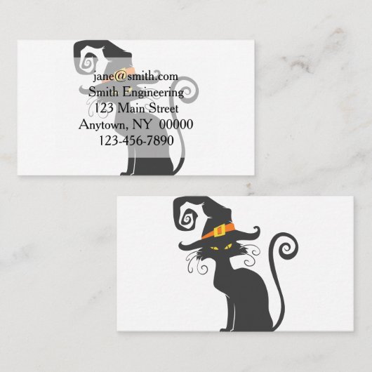 魔女の帽子をかわいい黒猫-背景を選ぶ 名刺 (正面/裏面)