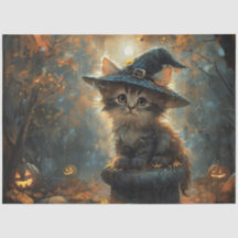 魔女の帽子を被ったかわいい子猫