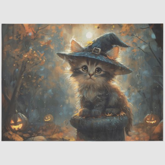 魔女の帽子を被ったかわいい子猫 薄葉紙 (正面)