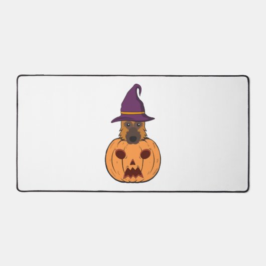 魔女の帽子を貼ったハロウィーンのドイツの羊飼い デスクマット (正面)