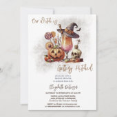 魔女の帽子パンプキンドリンク ハロウィン ウェディングシャワー 招待状 (正面)