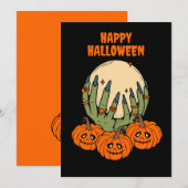 魔女の手とカボチャのハロウィン シーズンカード (正面/裏面)