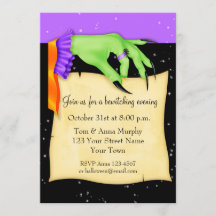 魔女の手と紙ハロウィーン招待状