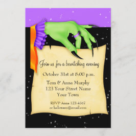 魔女の手と紙ハロウィーン招待状 招待状