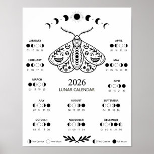 魔女の手帖 月の暦 天体 2026年 ポスター