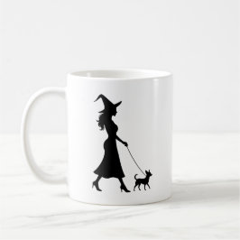 魔女の散歩をするチワワ コーヒーマグカップ