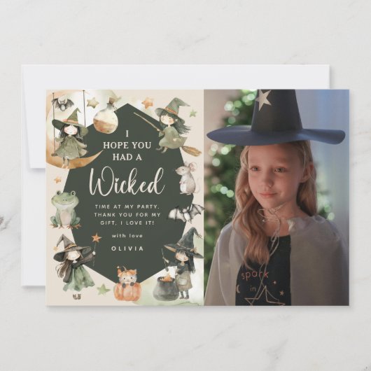 魔女の方法はパーティーのキッズハロウィーン誕生日 サンキューカード (正面)