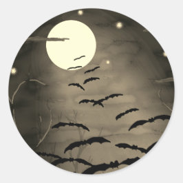 魔女の時間 満月 コウモリ ビンテージ ハロウィン ラウンドシール