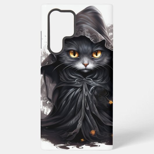 魔女の服を着た水彩黒猫 SAMSUNG GALAXYケース (裏面)
