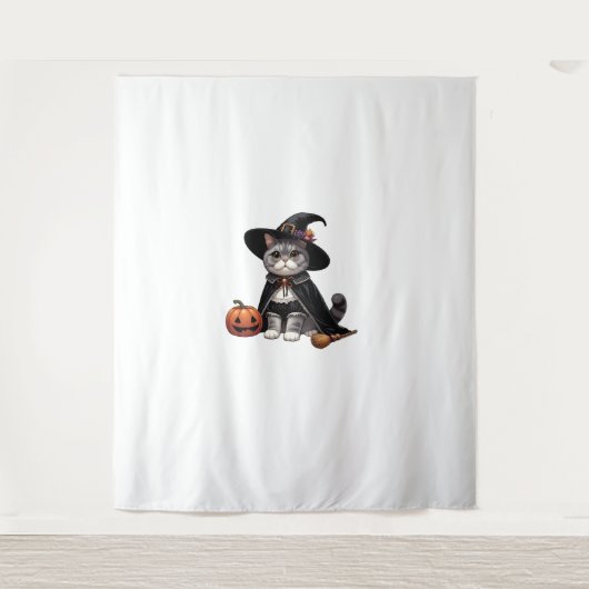 魔女の格好をした猫 タペストリー (正面)