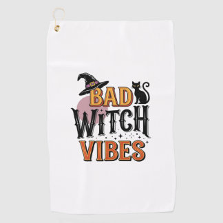 魔女の気配 レトロ ハロウィン Tシャツ デザイン 1 ゴルフタオル