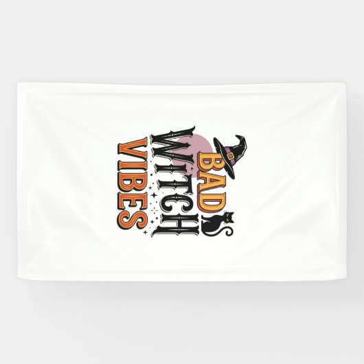 魔女の気配 レトロ ハロウィン Tシャツ デザイン 1 横断幕 (横)