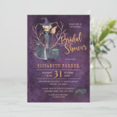 魔女の水彩ハロウィーンブライダルシャワー パーティー 招待状 (スタンド正面)