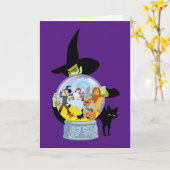 魔女の水晶玉ハロウィン カード (黄色い花)
