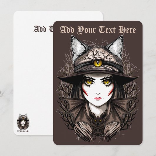 魔女の猫 ハロウィン クリープィ キュートな肖像 シーズンカード (正面/裏面)