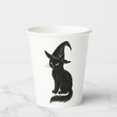 魔女の猫 - ブラックインクのハロウィンイラストを 紙コップ (裏面)