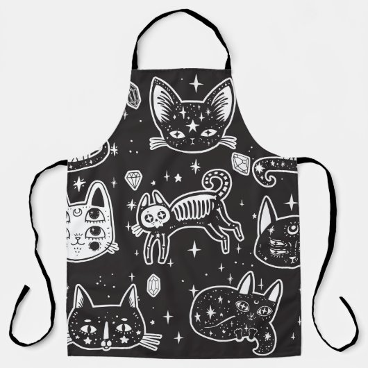 魔女の猫:ヴィンテージ隔離イラストレーション エプロン (正面)