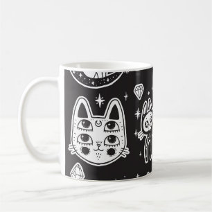 魔女の猫：ヴィンテージ隔離イラストレーション コーヒーマグカップ