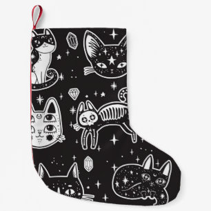 魔女の猫:ヴィンテージ隔離イラストレーション スモールクリスマスストッキング