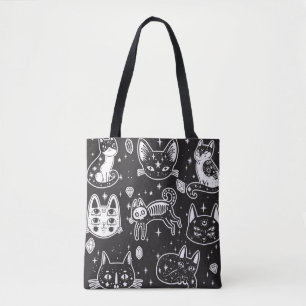 魔女の猫:ヴィンテージ隔離イラストレーション トートバッグ