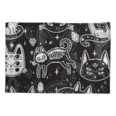 魔女の猫:ヴィンテージ隔離イラストレーション 枕カバー (裏面)