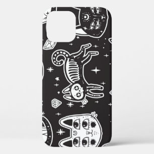 魔女の猫:ヴィンテージ隔離イラストレーション iPhone 12ケース