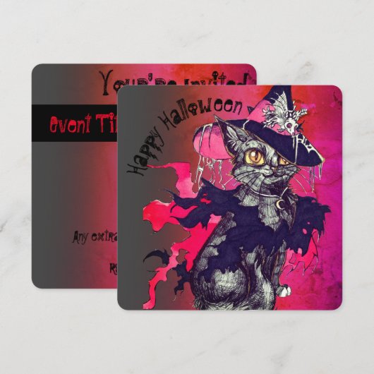 魔女の猫 招待状 (正面/裏面)