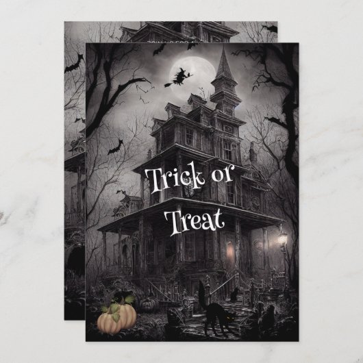 魔女の用心ハローウィンパーティ招待状 招待状 (正面/裏面)