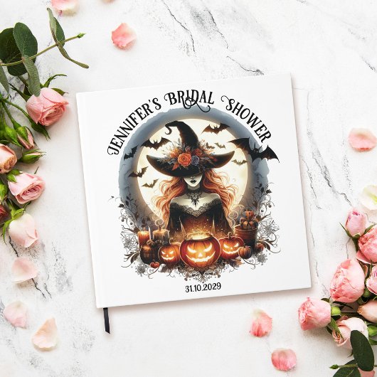 魔女の白いスクエアなウィッ チー ブライダルシャワーのゲストブック ゲストブック