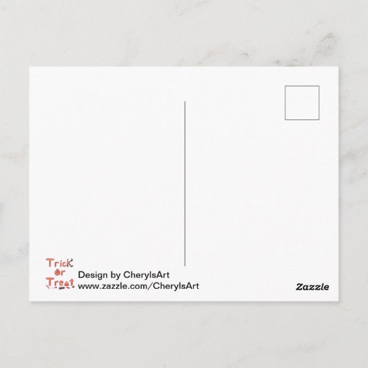 魔女の脚をトリートカットキャンディハロウィーンデザイン ポストカード (裏面)