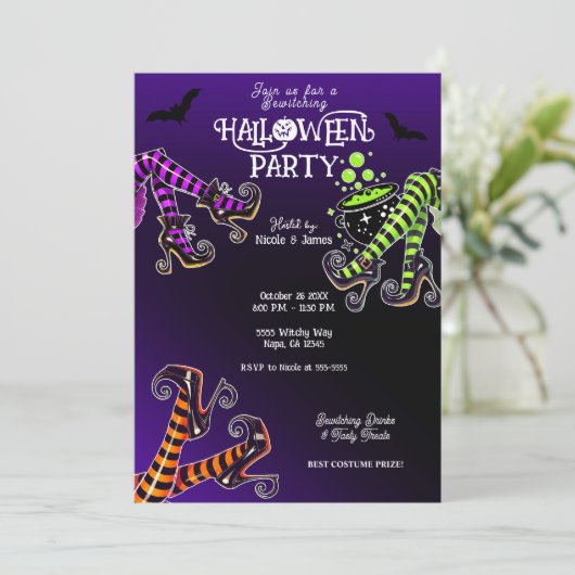 魔女の脚　魅惑の紫のハロウィンパーティー 招待状 (スタンド正面)
