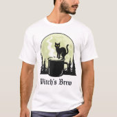 魔女の薬ブラックキャットコーヒームーンデザイン Tシャツ (正面)