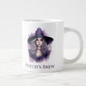 魔女の薬草 - 紫の魔女アート ハロウィン ジャンボコーヒーマグカップ (右)