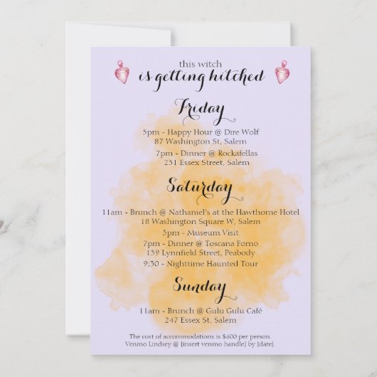 魔女の薬飲み干せ! 独身最後の夜の招待状 招待状 (裏面)