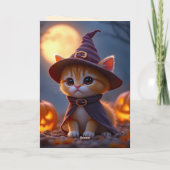 魔女の衣装の可愛い子猫、ハロウィーン カード (裏面)