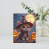 魔女の衣装の可愛い子猫、ハロウィーン ポストカード (スタンド正面)