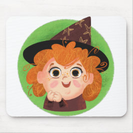 魔女の衣装を着たかわいい女の子 マウスパッド