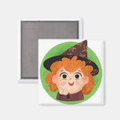 魔女の衣装を着たかわいい女の子 マグネット (正面/裏面)