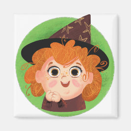 魔女の衣装を着たかわいい女の子 マグネット