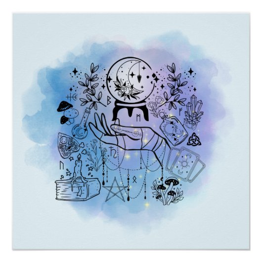 魔女の視覚：神秘的な先見性デザイン ポスター (正面)