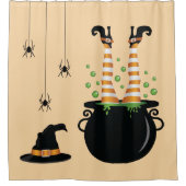 魔女の足来が大釜のハロウィンから出る シャワーカーテン (正面)