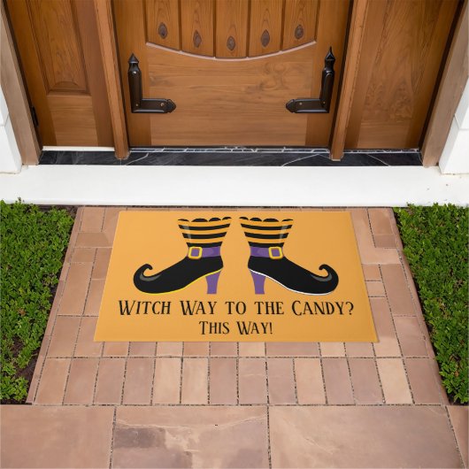 魔女の道キャンディ魔女ブーツハロウィーン ドアマット (室外)
