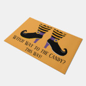 魔女の道キャンディ魔女ブーツハロウィーン ドアマット (アングル)