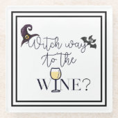 魔女の道ワインカワイイおもしろいトウィッチハット ガラスコースター (正面)