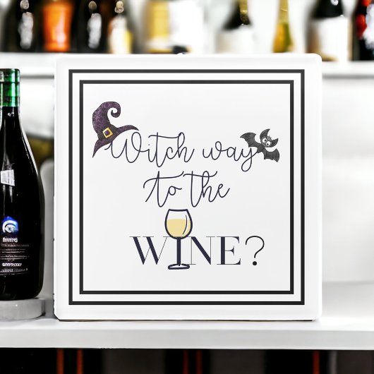 魔女の道ワインカワイイおもしろいトウィッチハット ガラスコースター