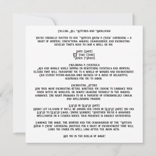 🔮🍹「魔女の醸造とクルー」 🍹🔮 招待状 (裏面)